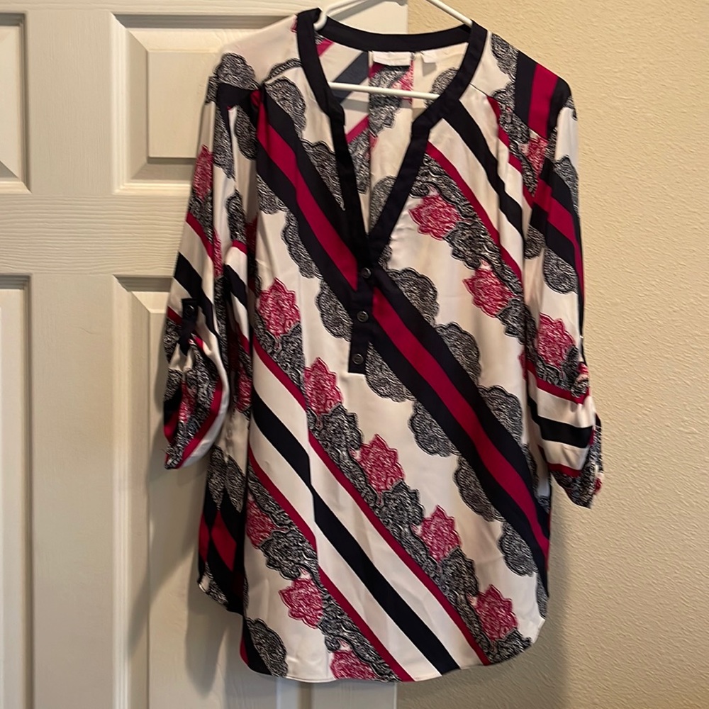 New York and Company Blue, white and red top